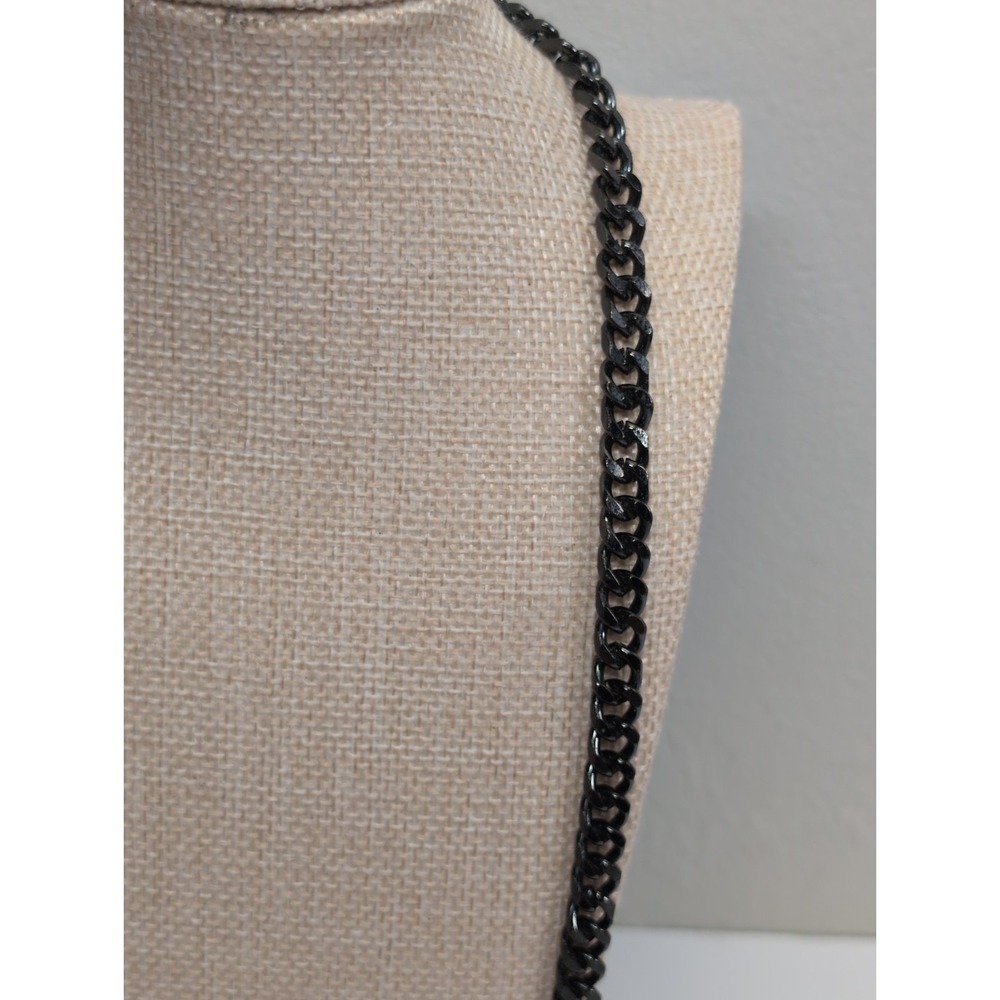 Mens Chain Black Tone Curb Cuban Link Necklace - Picture 5 of 5